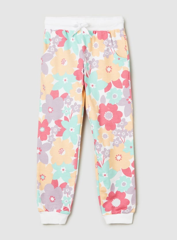 Girls Printed Cotton Joggers