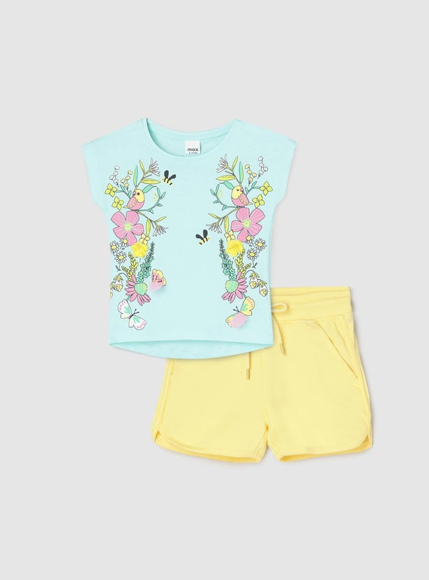 Girls Printed Shorts Set