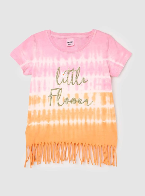 Girls Fringe Hem Printed T-shirt