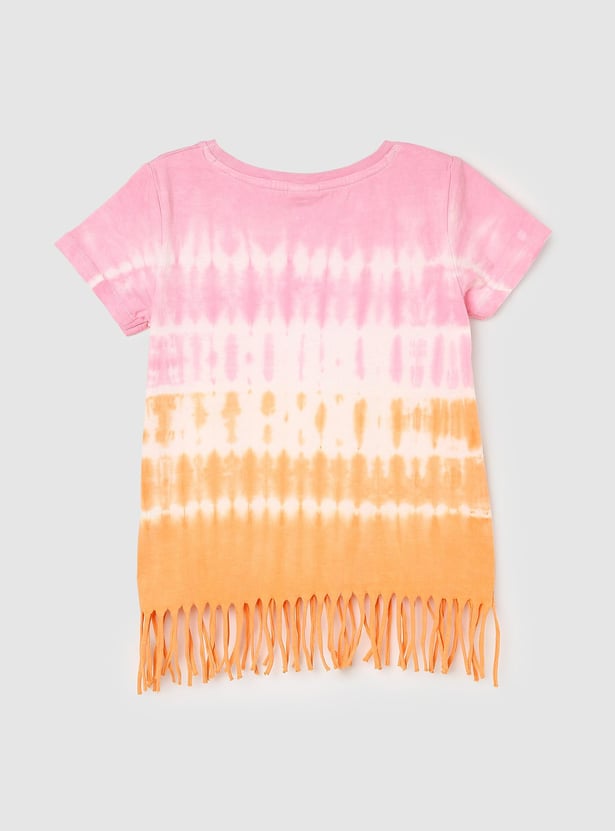Girls Fringe Hem Printed T-shirt
