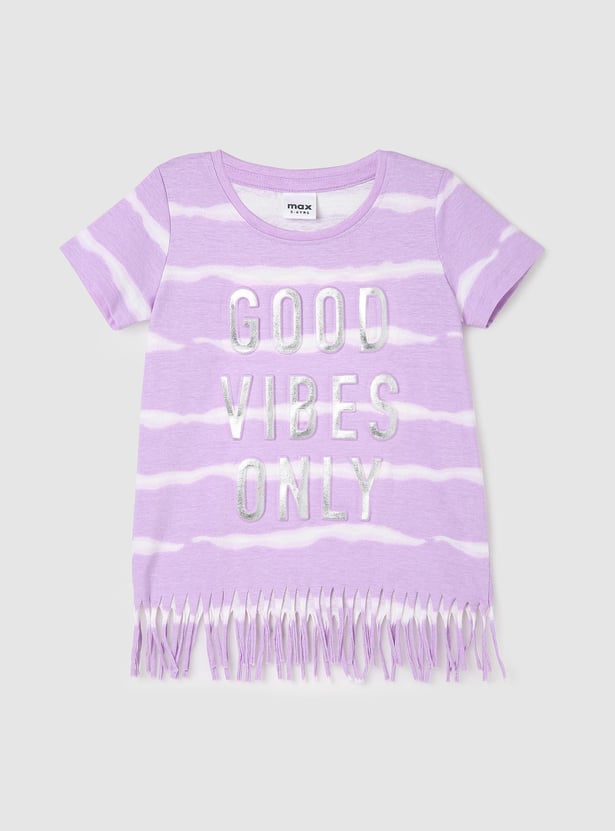 Girls Fringe Hem Printed T-shirt