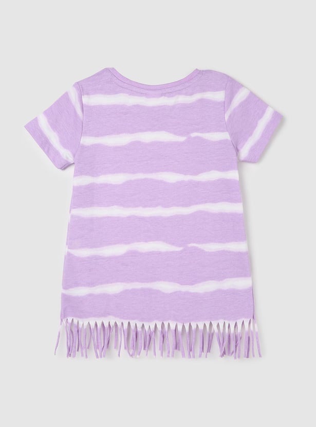 Girls Fringe Hem Printed T-shirt
