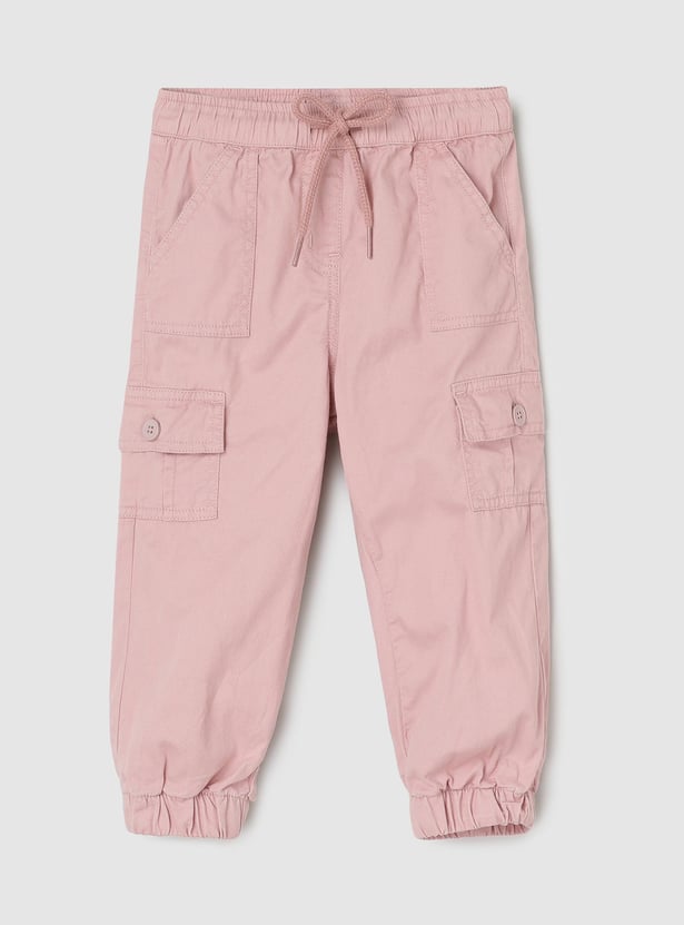 Girls Solid Cargo Joggers