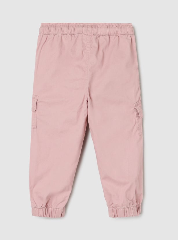 Girls Solid Cargo Joggers