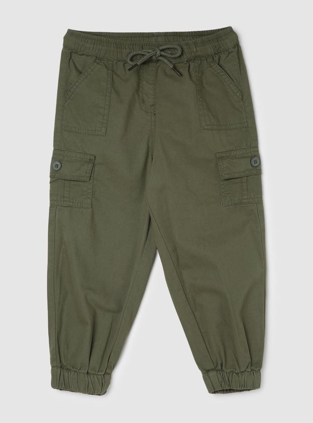 Girls Solid Cargo Joggers