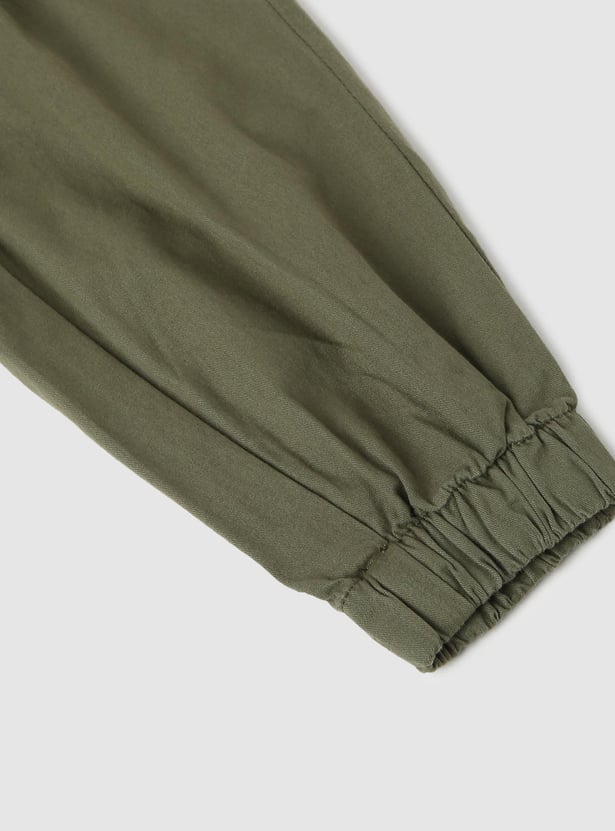 Girls Solid Cargo Joggers