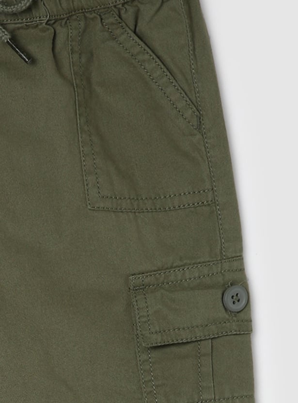 Girls Solid Cargo Joggers