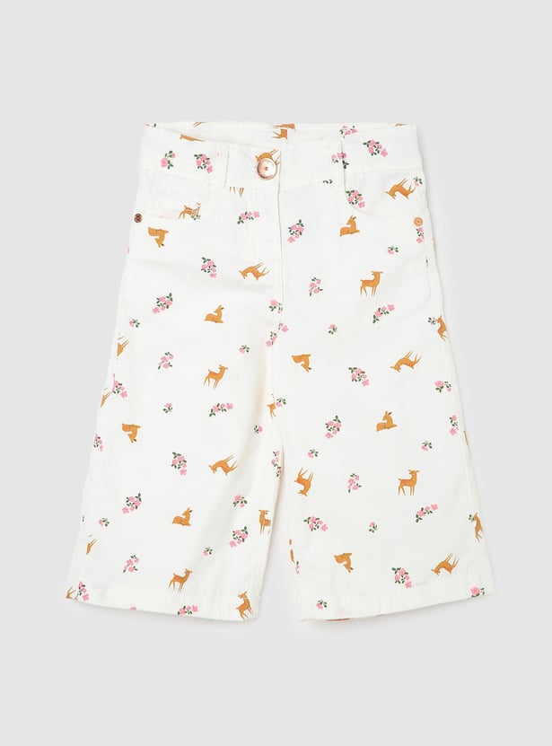 Girls Printed Flat Front Trousers
