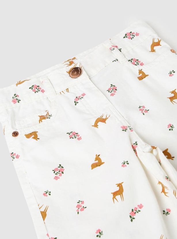 Girls Printed Flat Front Trousers