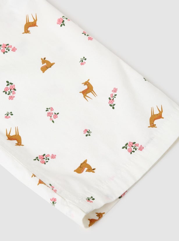 Girls Printed Flat Front Trousers