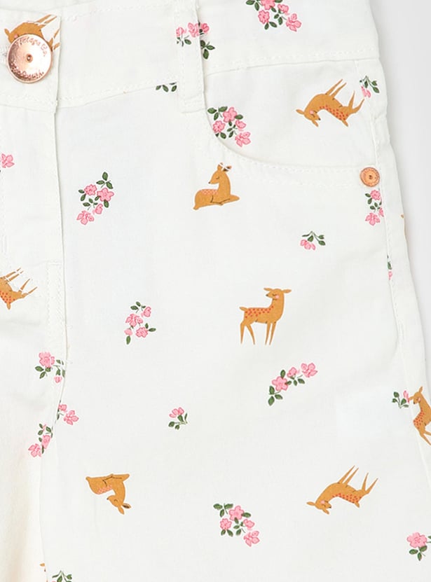 Girls Printed Flat Front Trousers