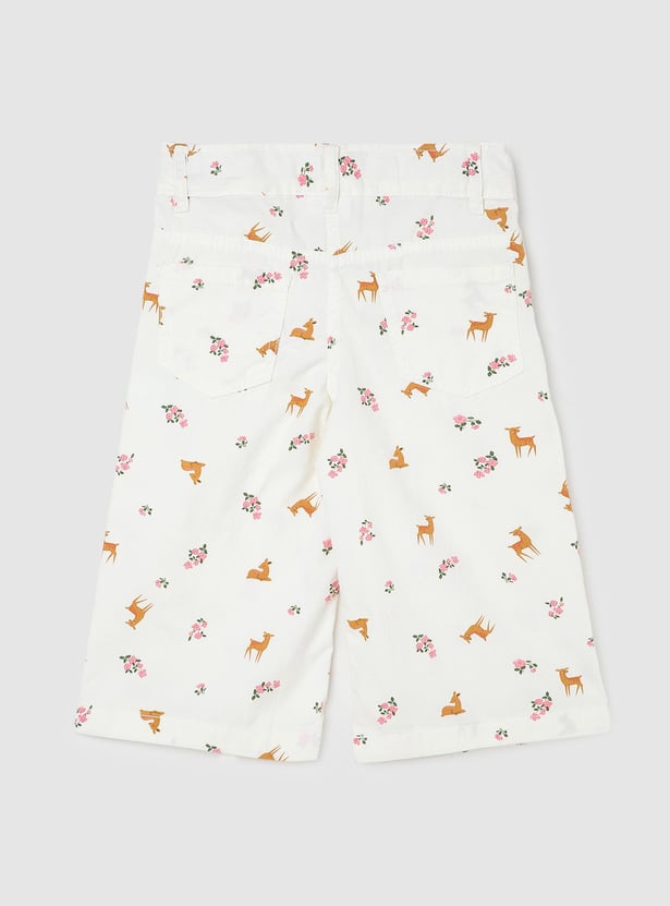 Girls Printed Flat Front Trousers