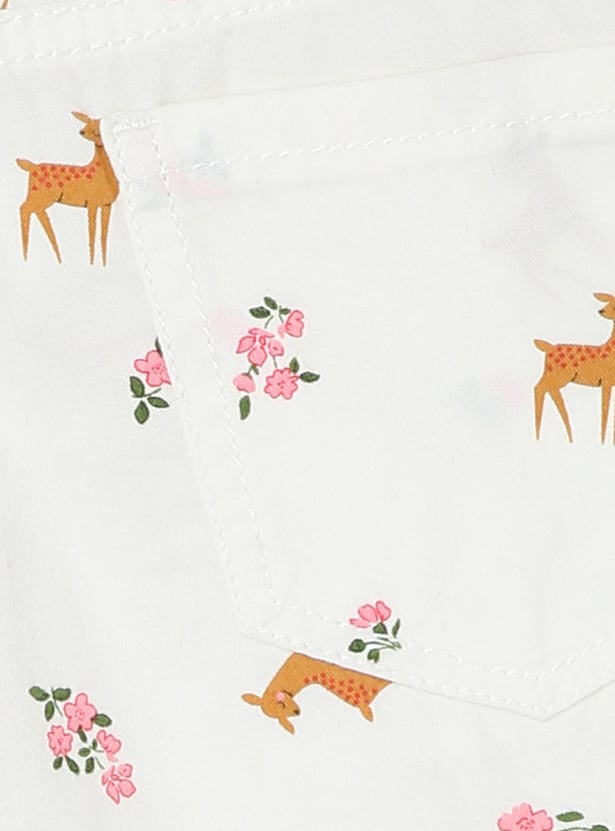 Girls Printed Flat Front Trousers
