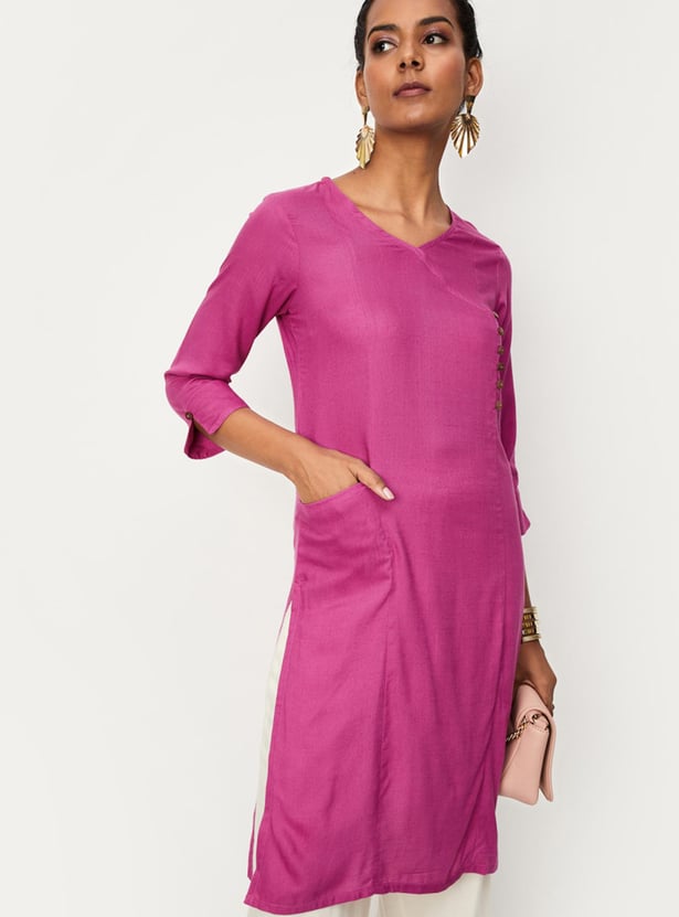 Women Solid Kurta with Pocket