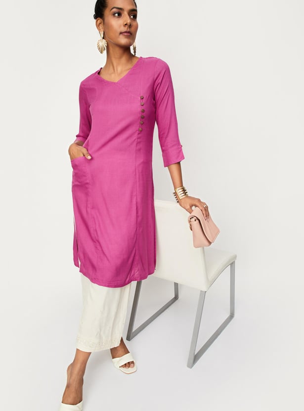 Women Solid Kurta with Pocket
