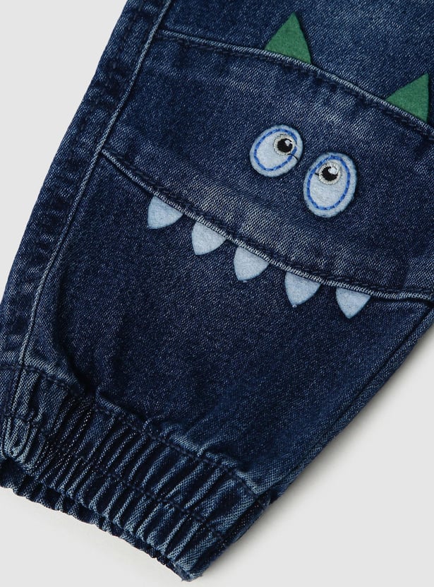 Boys Monster Applique Jogger Jeans