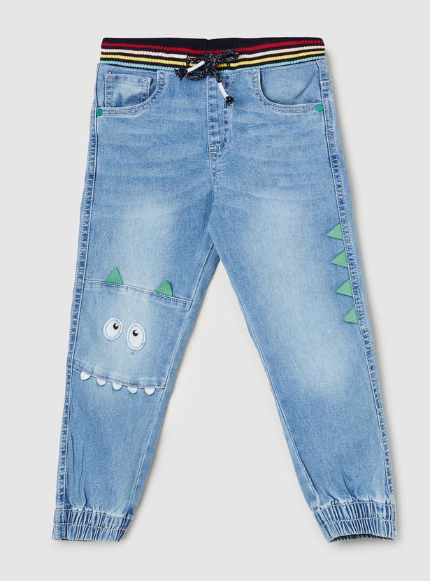 Boys Monster Applique Jogger Jeans