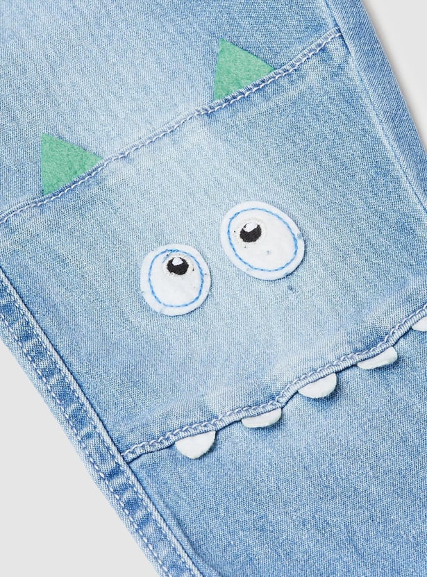 Boys Monster Applique Jogger Jeans