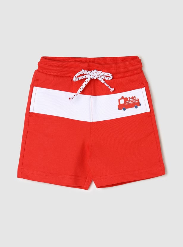 Boys Colourblocked Drawstring Regular Shorts