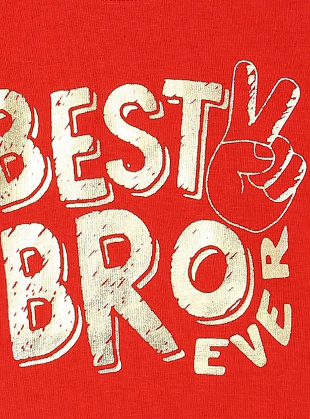Boys Typographic Printed Cotton T-shirt