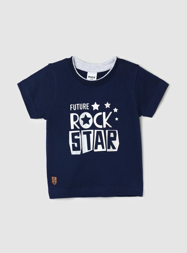 Boys Typographic Printed Cotton T-shirt