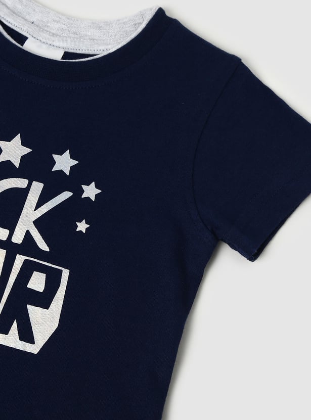 Boys Typographic Printed Cotton T-shirt