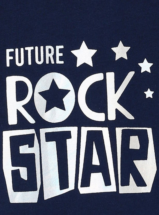 Boys Typographic Printed Cotton T-shirt