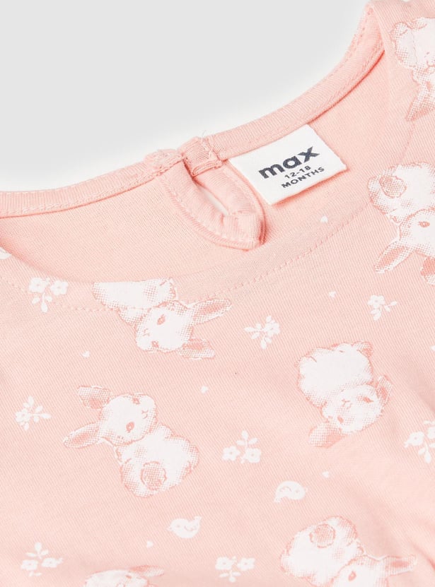 Girls Graphic Printed Cotton A-line Dress