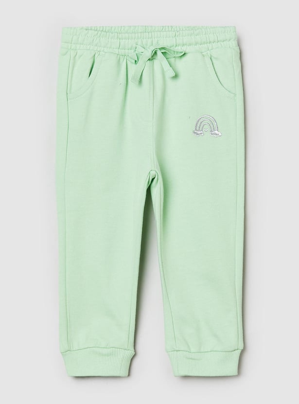 Girls Solid Drawstring Waist Joggers