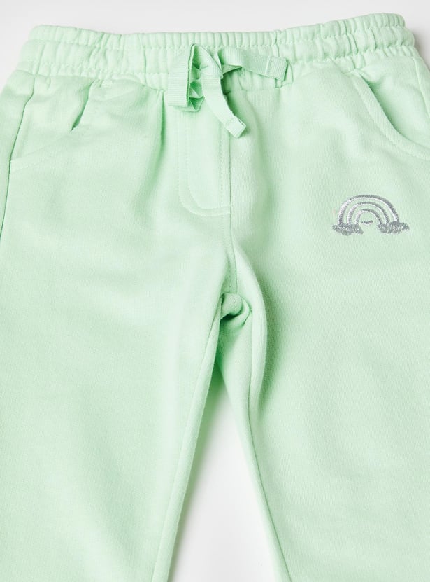 Girls Solid Drawstring Waist Joggers