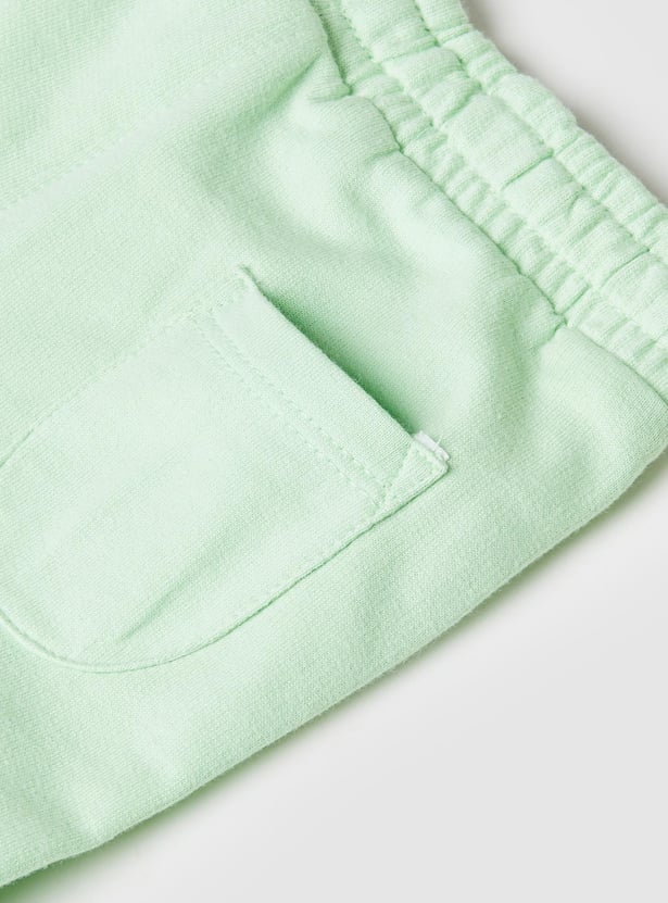 Girls Solid Drawstring Waist Joggers