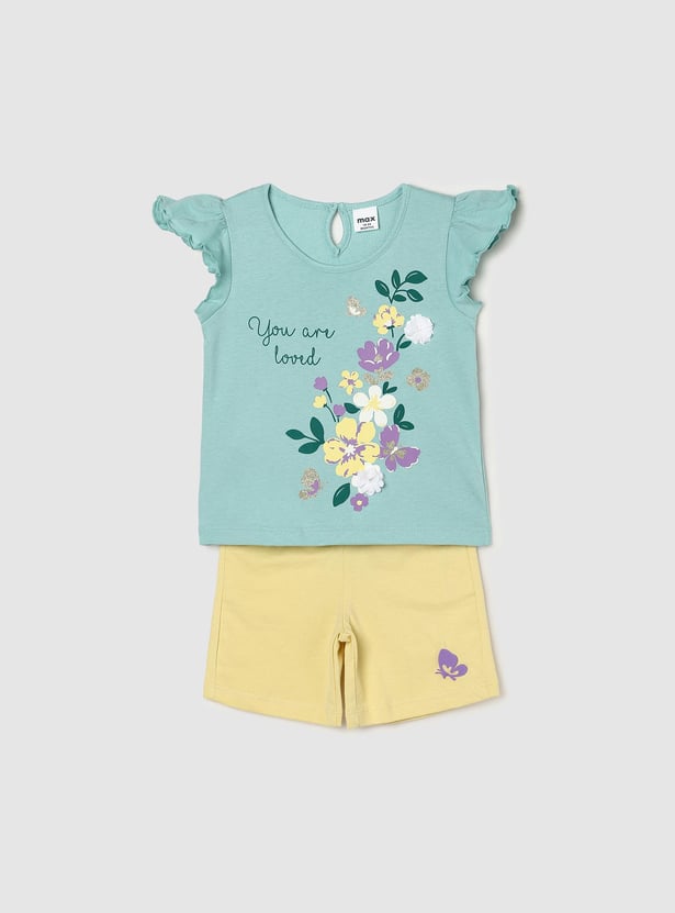 Girls Printed Sleepwear Shorts Set