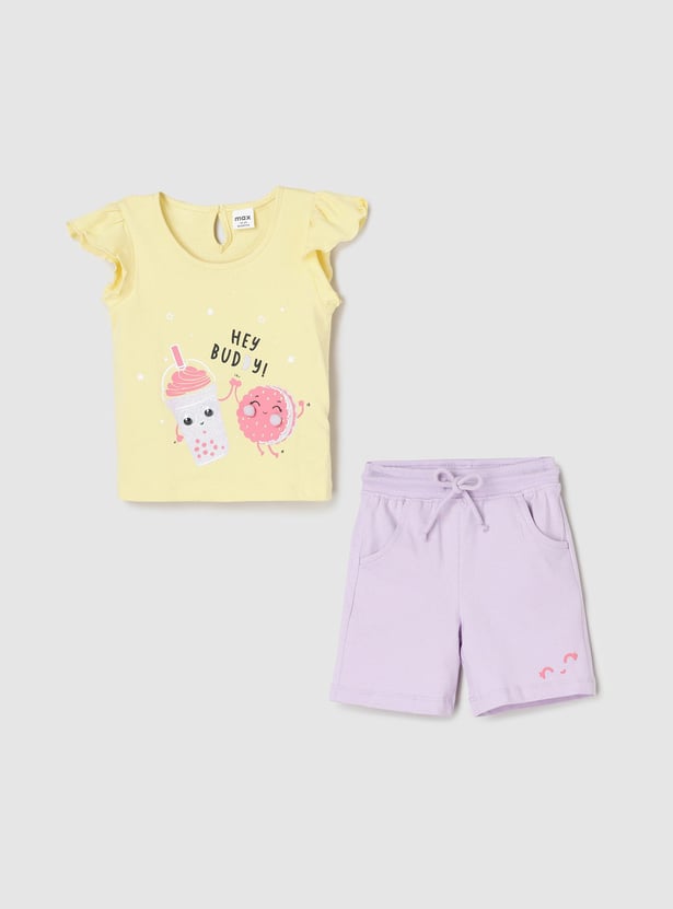 Girls Printed Sleepwear Shorts Set