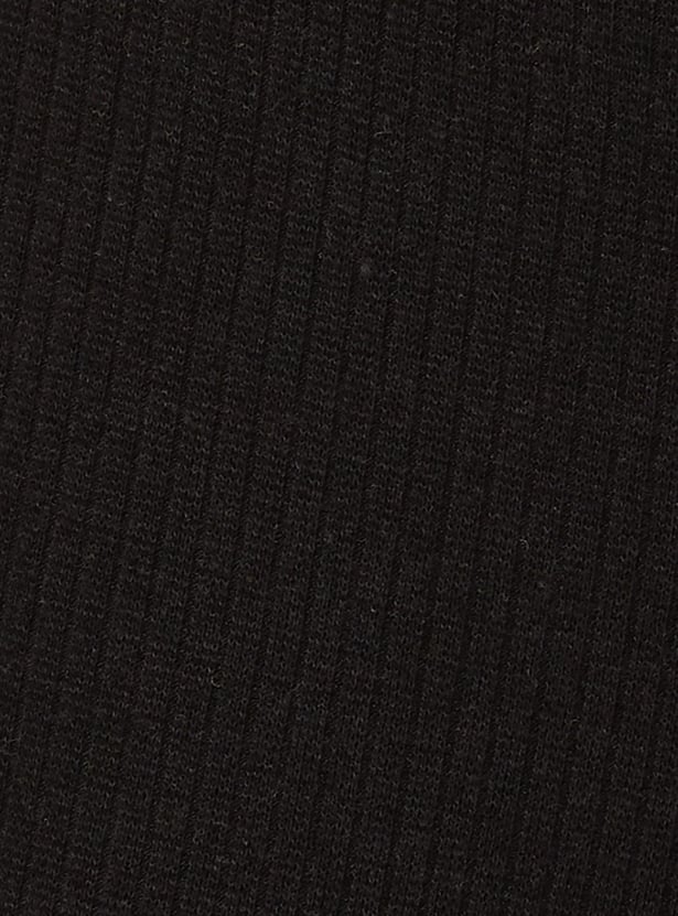 Girls Ribbed Full-Length Trousers