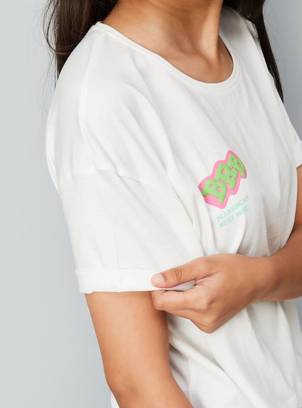 Girls Graphic Printed Cotton T-shirt