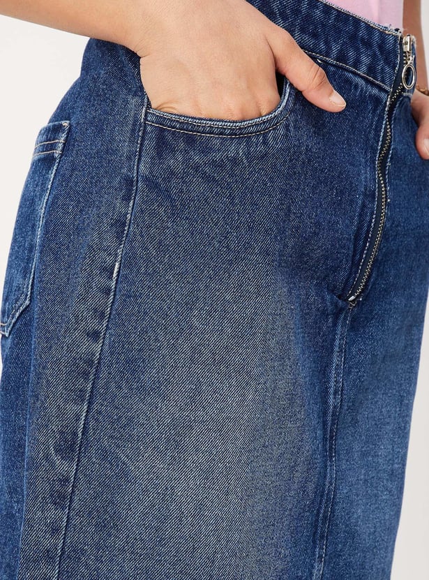 Girls Zipper A-line Denim Skirt