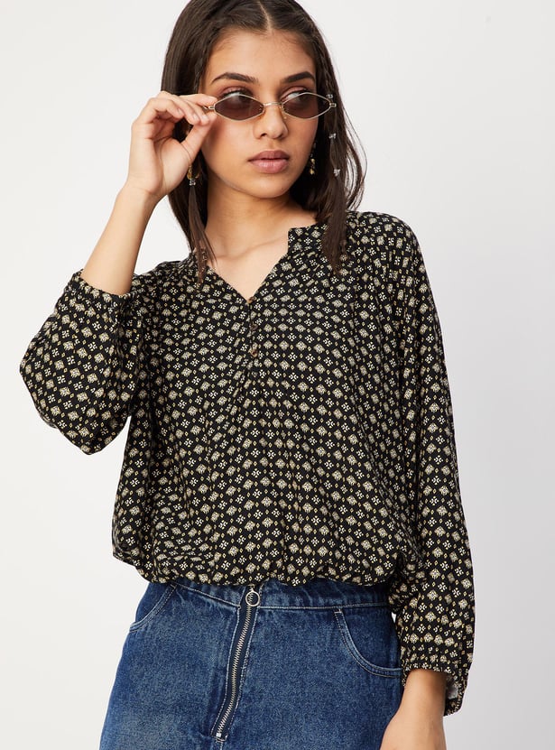 Girls Printed Top with Elasticated Hem