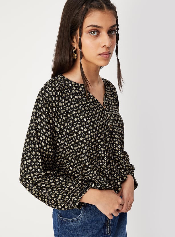 Girls Printed Top with Elasticated Hem