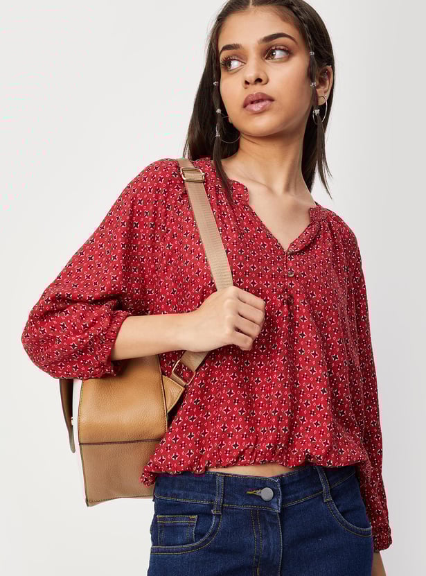 Girls Printed Top with Elasticated Hem