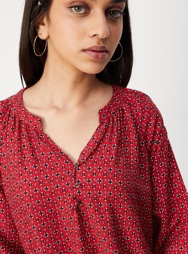 Girls Printed Top with Elasticated Hem