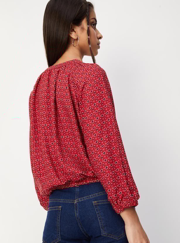 Girls Printed Top with Elasticated Hem