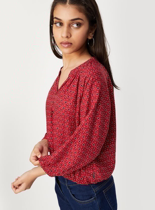 Girls Printed Top with Elasticated Hem