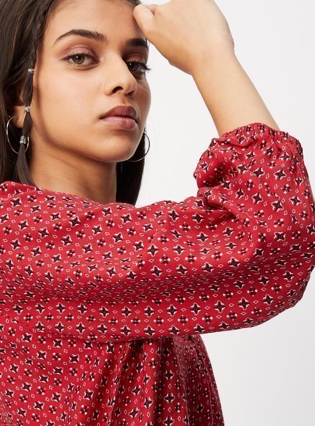 Girls Printed Top with Elasticated Hem