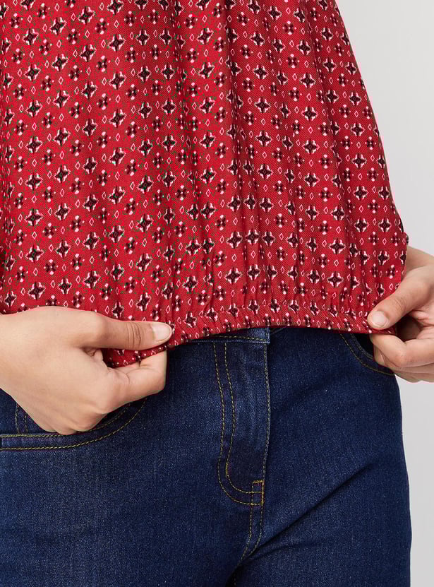 Girls Printed Top with Elasticated Hem