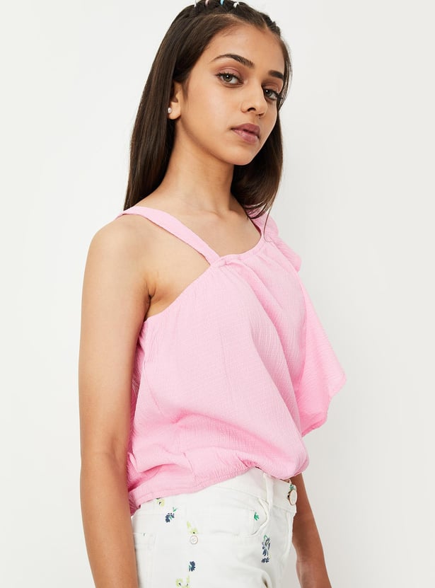 Girls Textured One-Shoulder Top