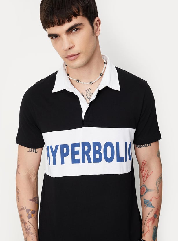 Men Colourblocked Slim Fit Polo T-shirt