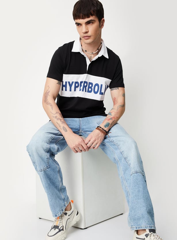 Men Colourblocked Slim Fit Polo T-shirt