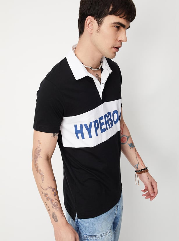 Men Colourblocked Slim Fit Polo T-shirt