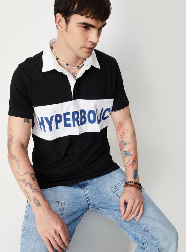 Men Colourblocked Slim Fit Polo T-shirt