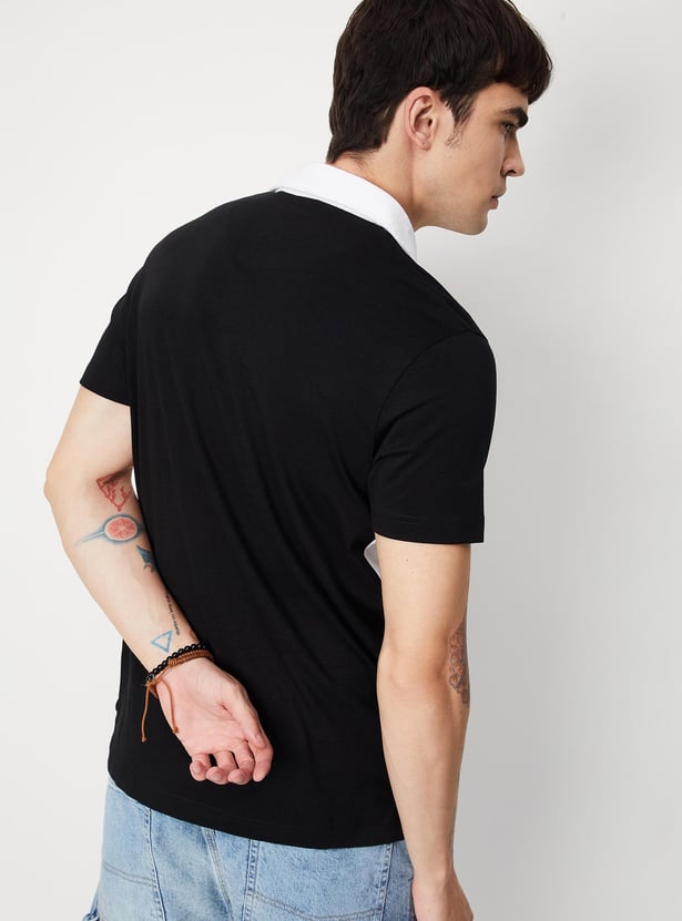 Men Colourblocked Slim Fit Polo T-shirt